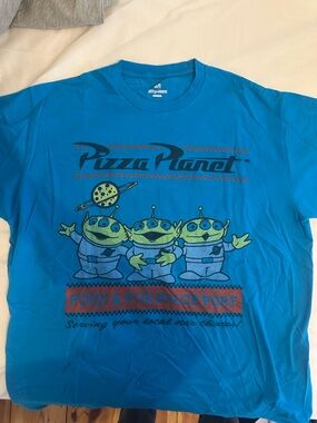 Disney Bright Blue Pizza Planet Alien Graphic Tee